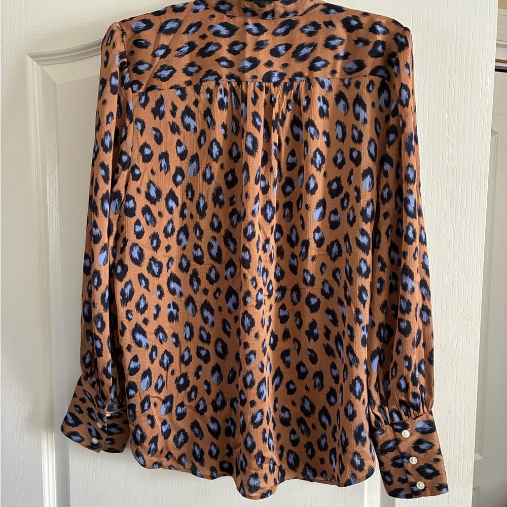 Ann Taylor Brown and Blue Animal Print Blouse - Picture 2 of 5